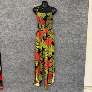 Lex Breezy Hawaii Jumper Jumpsuit Womens Medium Green Monstera Strappy Party